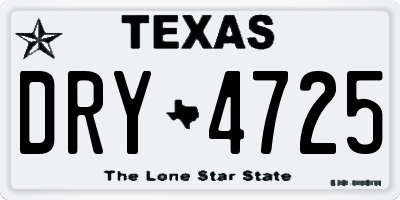 TX license plate DRY4725