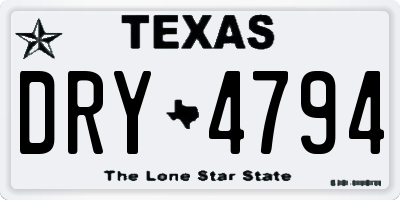 TX license plate DRY4794