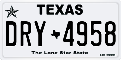 TX license plate DRY4958