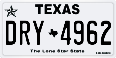 TX license plate DRY4962