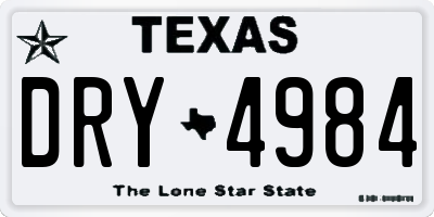 TX license plate DRY4984