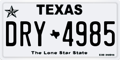 TX license plate DRY4985