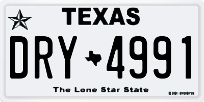 TX license plate DRY4991