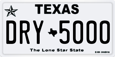 TX license plate DRY5000