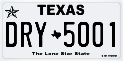 TX license plate DRY5001