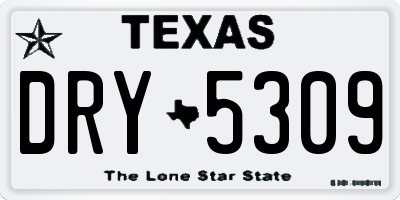 TX license plate DRY5309