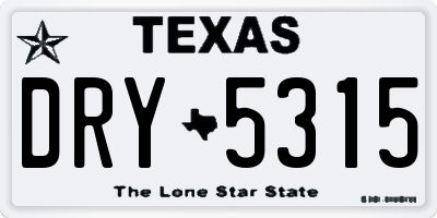 TX license plate DRY5315