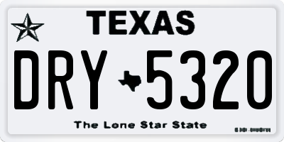 TX license plate DRY5320