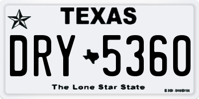 TX license plate DRY5360