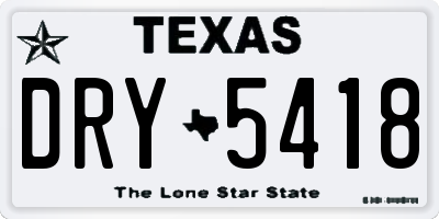 TX license plate DRY5418