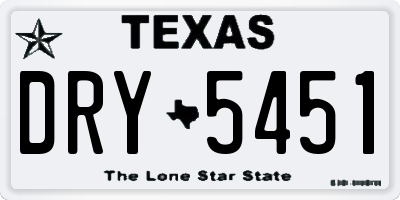 TX license plate DRY5451