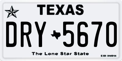 TX license plate DRY5670