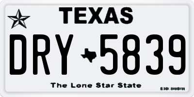 TX license plate DRY5839