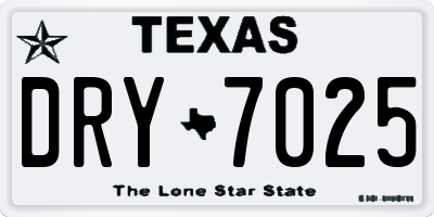 TX license plate DRY7025