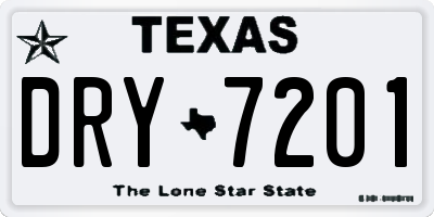 TX license plate DRY7201