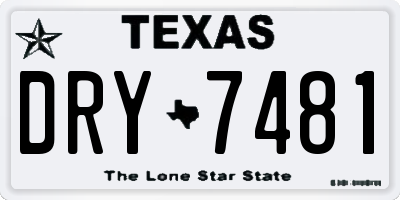 TX license plate DRY7481