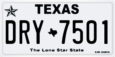 TX license plate DRY7501