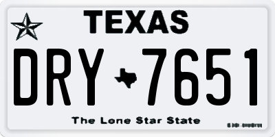 TX license plate DRY7651