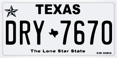 TX license plate DRY7670