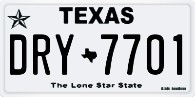 TX license plate DRY7701
