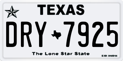TX license plate DRY7925