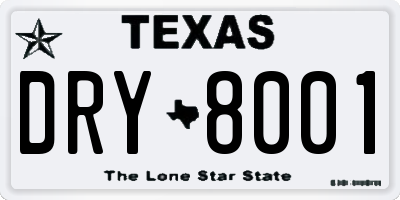 TX license plate DRY8001