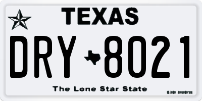 TX license plate DRY8021