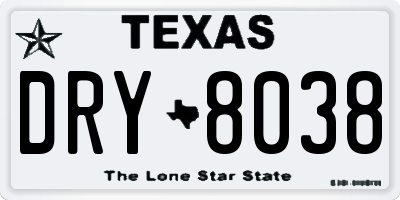 TX license plate DRY8038