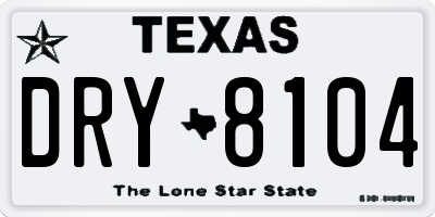 TX license plate DRY8104