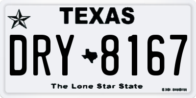 TX license plate DRY8167