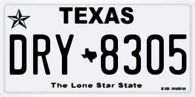 TX license plate DRY8305