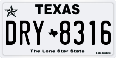 TX license plate DRY8316