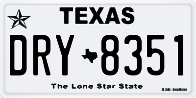 TX license plate DRY8351