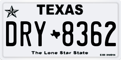 TX license plate DRY8362