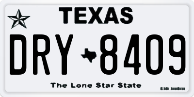 TX license plate DRY8409