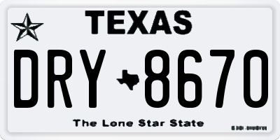 TX license plate DRY8670