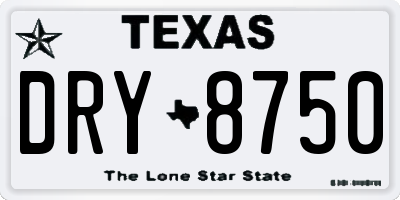 TX license plate DRY8750