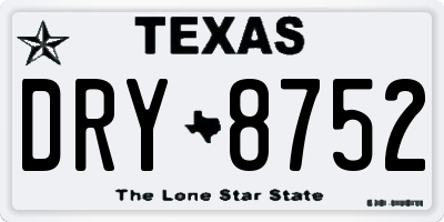 TX license plate DRY8752