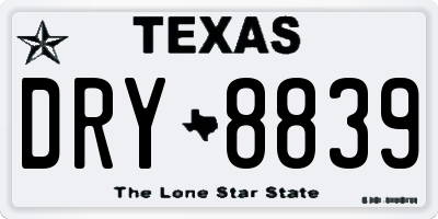 TX license plate DRY8839
