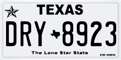 TX license plate DRY8923