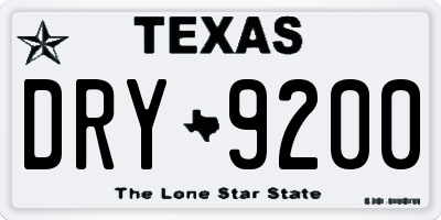 TX license plate DRY9200