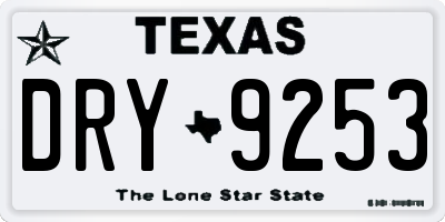 TX license plate DRY9253