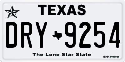 TX license plate DRY9254