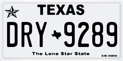 TX license plate DRY9289