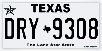 TX license plate DRY9308