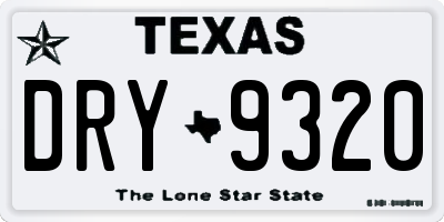 TX license plate DRY9320