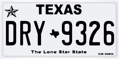 TX license plate DRY9326