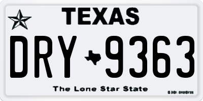 TX license plate DRY9363