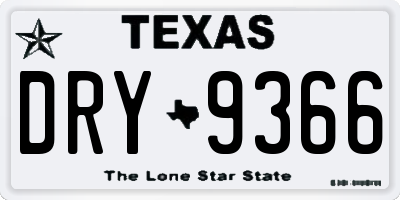 TX license plate DRY9366