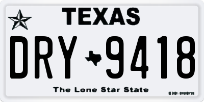 TX license plate DRY9418